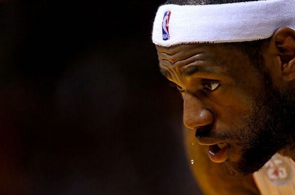 An exhausted LeBron James
