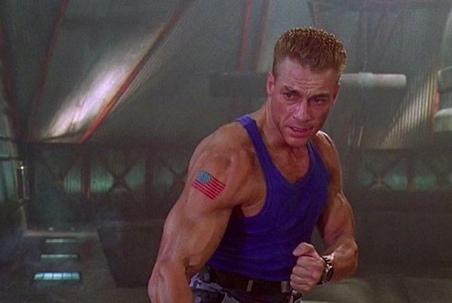 Jean Claude Van Damme on the set of the Street Fighter film.