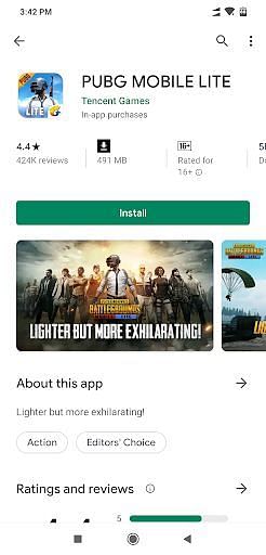 Google Play Store: PUBG Mobile Lite