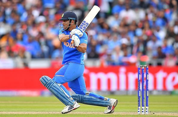 MS Dhoni in action against New Zealand.
