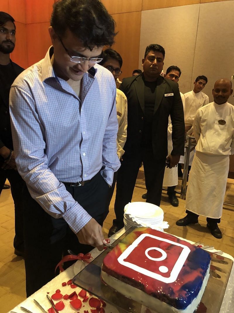 Sourav Ganguly cutting his birthday cake as he turns 47 and adds another &#039;innings&#039; to his name