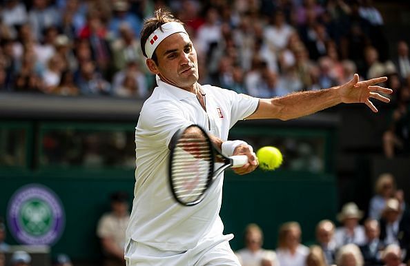 Roger Federer in action during his first round clash