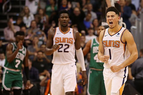 Ayton (no. 22) and Booker have all the makings of a deadly duo in future with the Phoenix Suns
