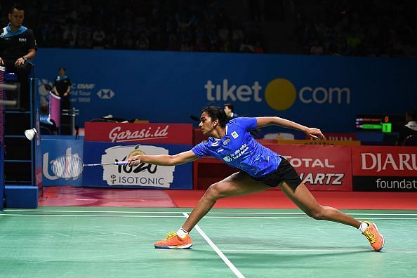 PV Sindhu in action at the Indonesia Open.