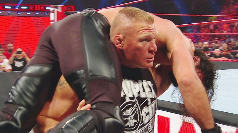 Brock Lesnar and Seth Rollins on WWE RAW