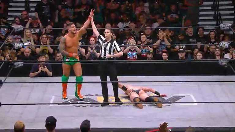 Kip Sabian wins the first-ever singles match in AEW history