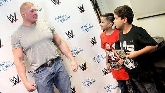Lesnar hangs out with a couple of kids
