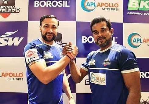 Coach Rakesh Kumar (L) with captain Dharmaraj Cheralathan