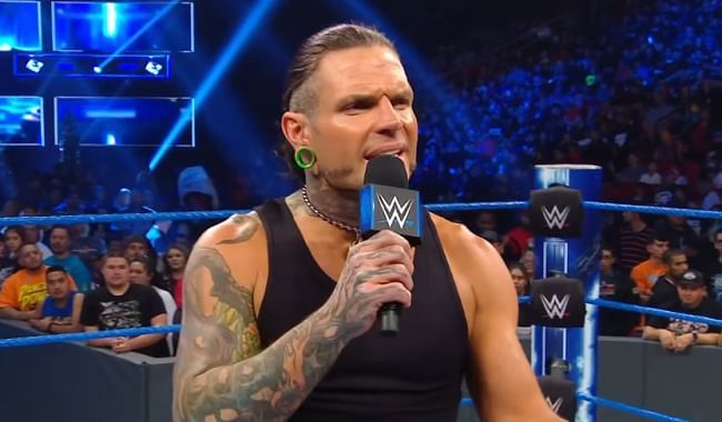 Jeff Hardy is shown cutting a promo on a SmackDown Live episode. Hardy was injured and has been sidelined since February