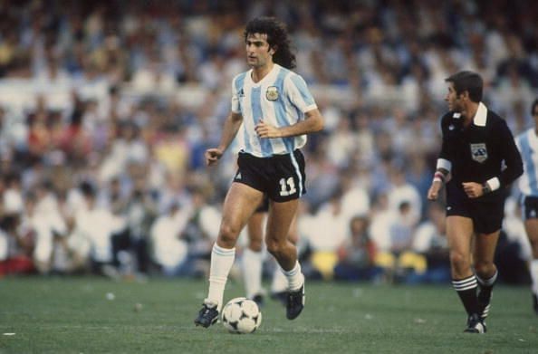 Mario Kempes of Argentina in action