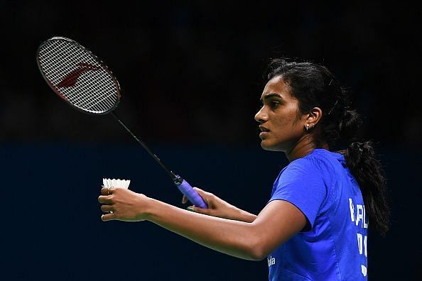 PV Sindhu in action .