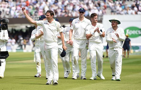 Tim Murtagh holds the ball aloft after a wonderful showing at Lord&#039;s.