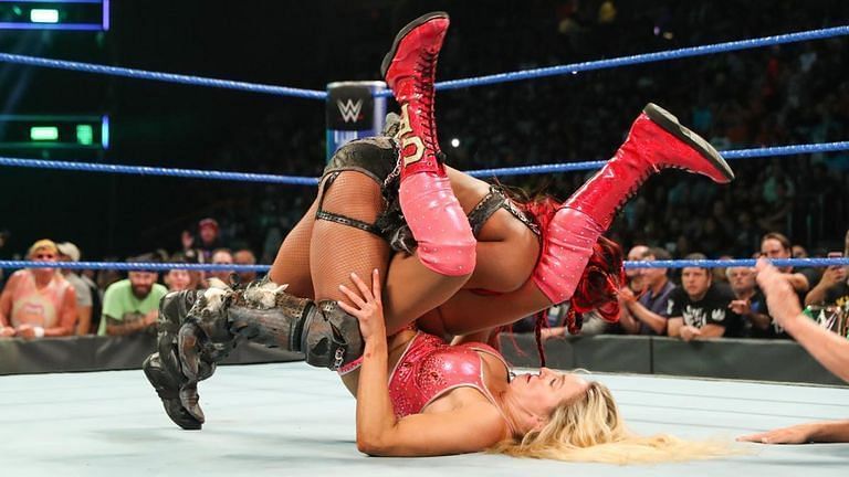 Ember Moon and Charlotte Flair only wrestled for a few minutes