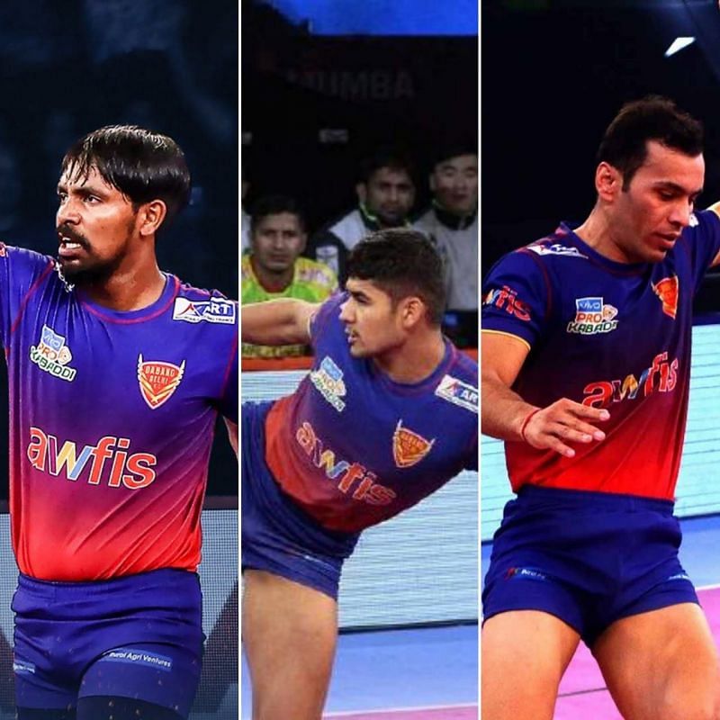 The trio of Chandran, Naveen, and Meraj scored 419 raid points together for Dabang Delhi K.C.