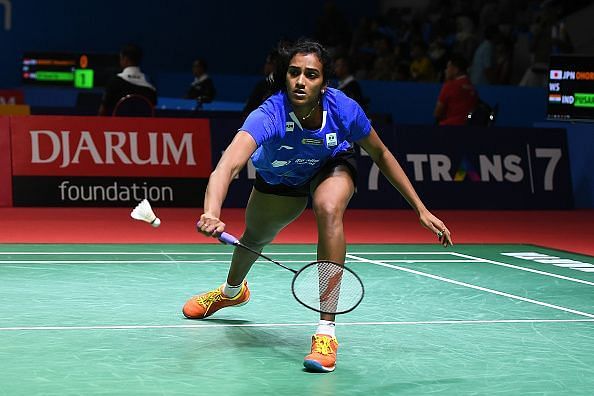 PV Sindhu in action at the Indonesia Open on Wednesday