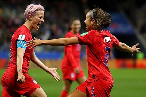 The United States celebrate against Thailand in the group stages