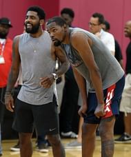 New Nets teammates Kyrie Irving and Kevin Durant