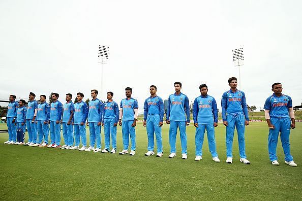 The Indian team during a match at the ICC U-19 Cricket World Cup 2018 ( Image courtesy: Getty Images )
