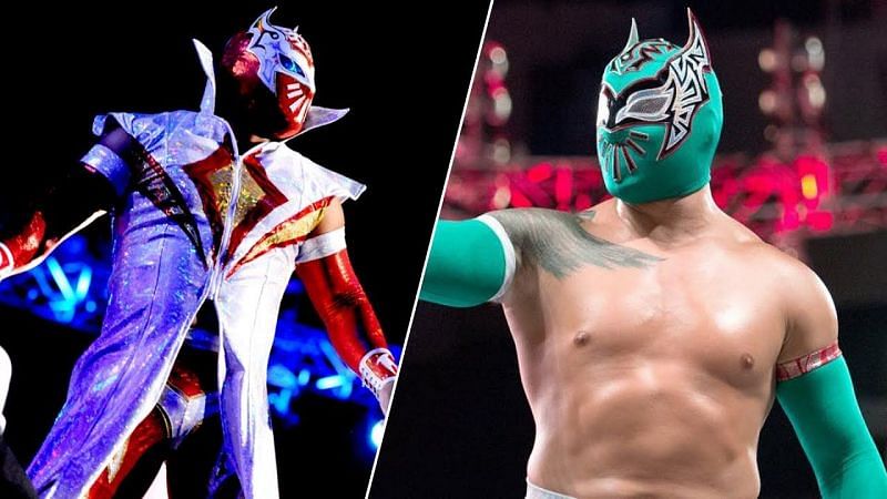 The original Sin Cara, Mistico (left) was eventually replaced by Hunico.