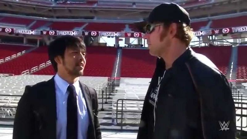 KENTA (left) with Jon Moxley (right) during their time in WWE