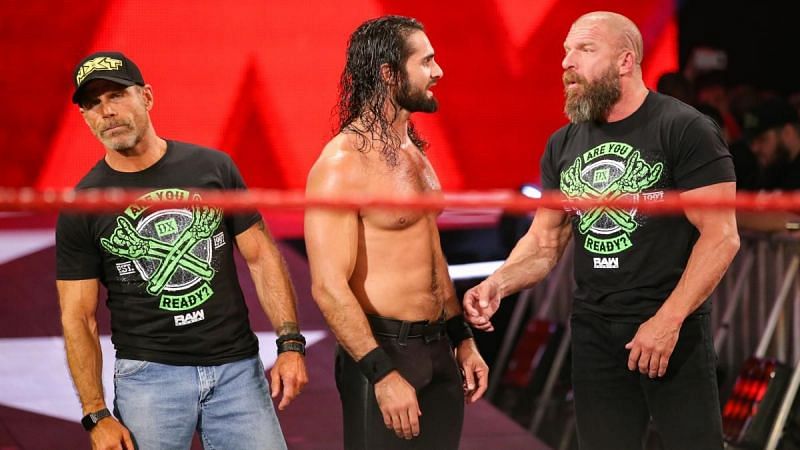 HBK, Seth Rollins, and Triple H.