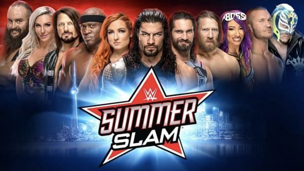 Sasha Banks, along with the returning Rey Mysterio and Randy Ordon on the SummerSlam advertisement