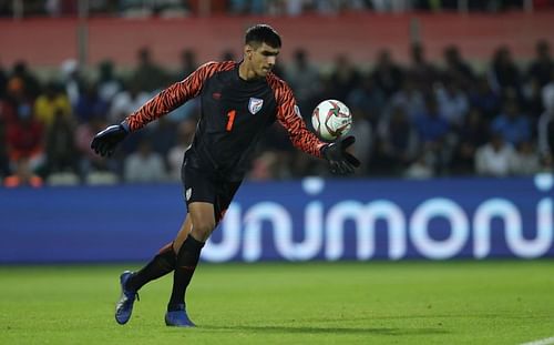 Gurpreet Singh Sandhu in action for India