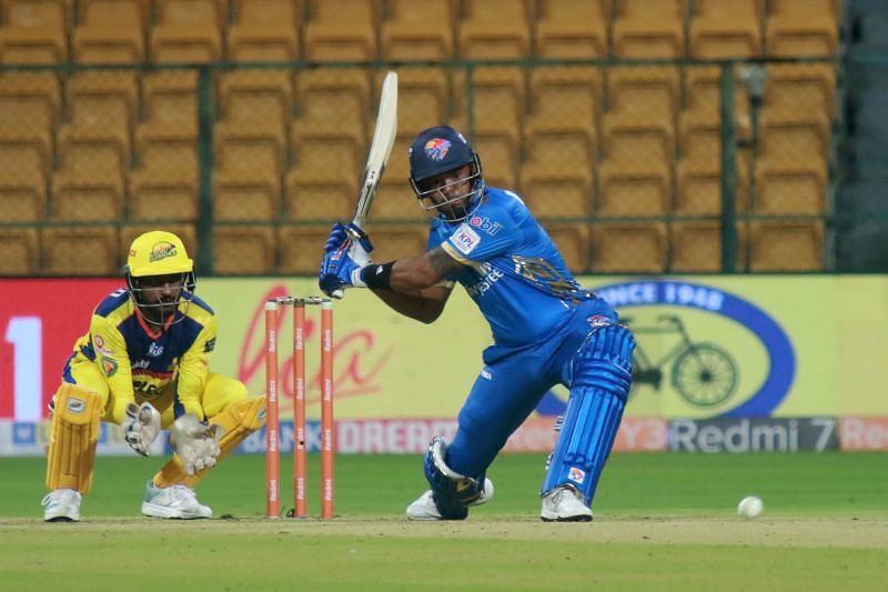 Bengaluru Blasters&#039; Rongsen Jonathan is seen in action against the Mysuru Warriors