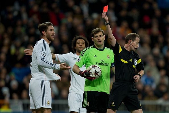 Ramos sees a red card, not for the first time in his Madrid career