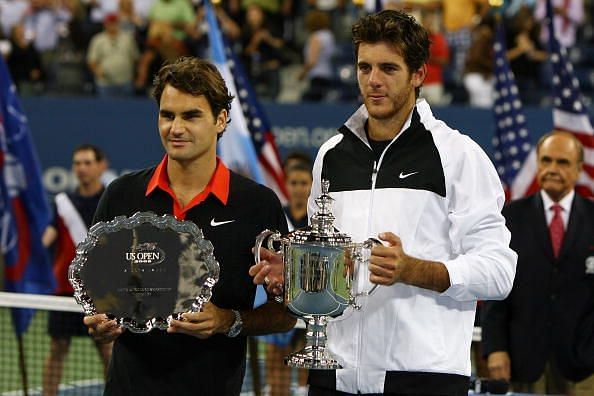 Federer's 40 match win streak at the US Open came to an end in the 2009 final against Del Potro