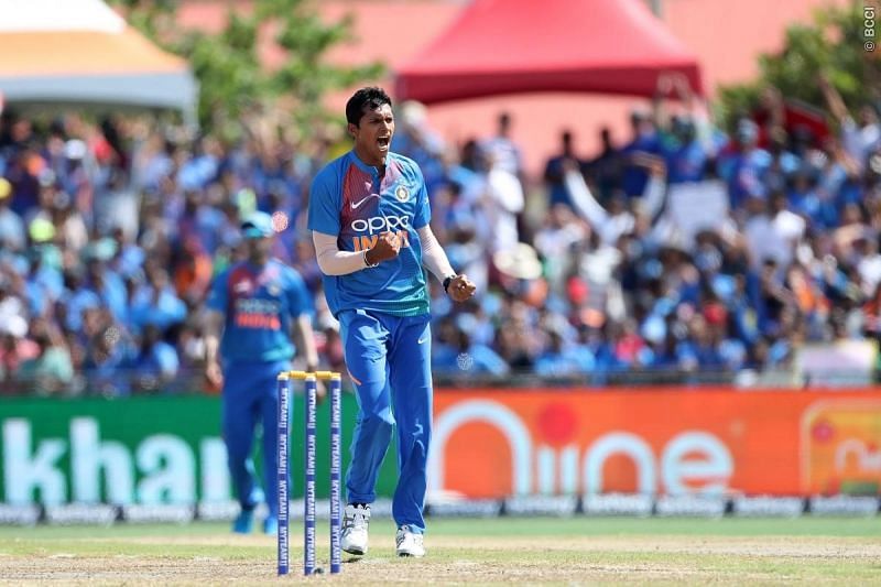 Navdeep Saini capped off his debut with a man of the match award (Image courtesy: www.bcci.tv)