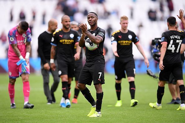 Raheem Sterling soaks in the applause after scoring the first hattrick of the 2019-20 EPL season