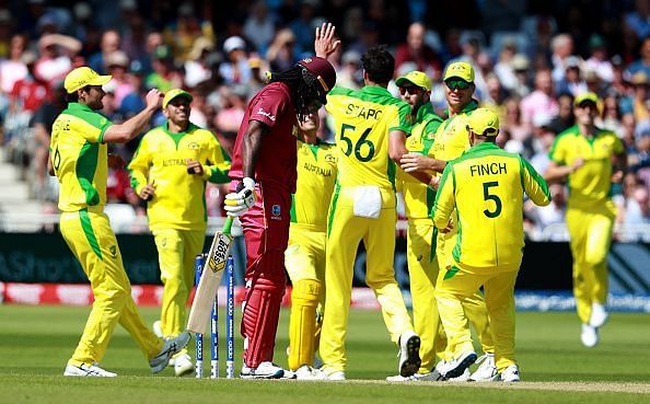 Chris Gayle&#039;s wicket eventually cost the West Indies as Australia managed to edge them out by a margin of 15 runs