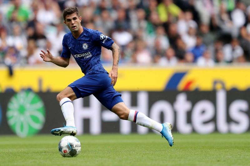 Christian Pulisic playing for Chelsea FC.