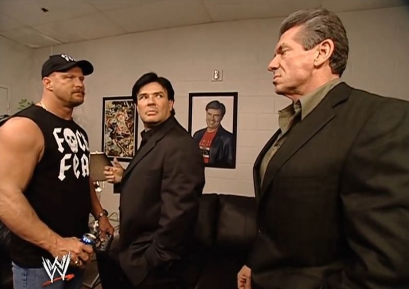 Stone Cold Steve Austin with Eric Bischoff and Vince McMahon