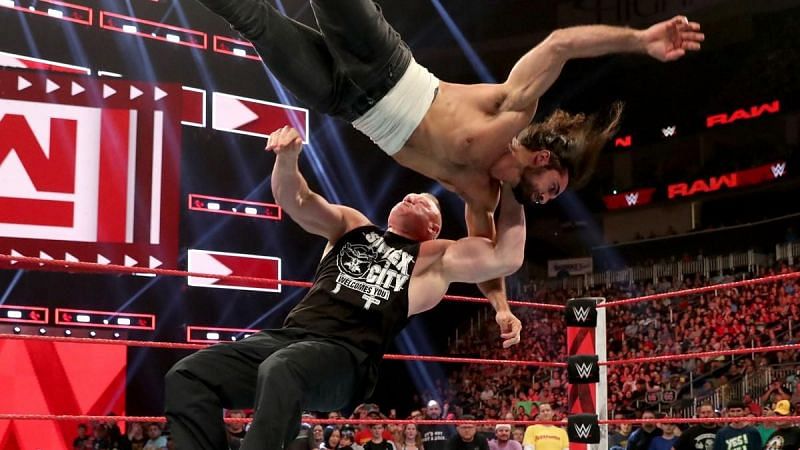 Brock Lesnar attacks Seth Rollins on WWE Raw