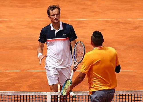 Daniil Medvedev (L) and Nick Kyrgios will face off for the second time