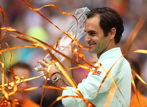 Federer celebrates his 28th title in his 50th Masters 1000 final at 2019 Miami