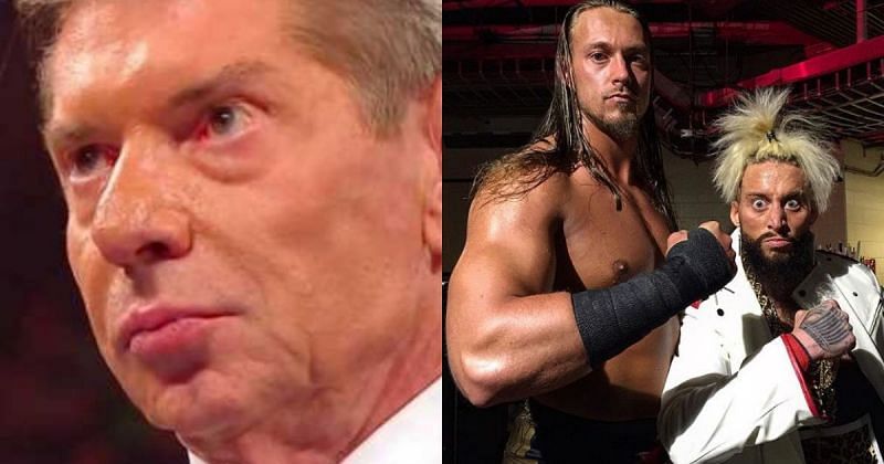 Vince McMahon, Big Cass and Enzo Amore.