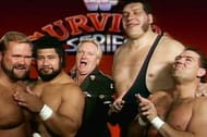 Members of the Heenan Family: Andre the Giant, Arn Anderson, King Haku, and Tully Blanchard.
