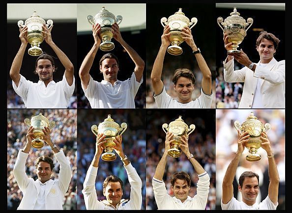 Federer&#039;s eight Wimbledon triumphs in one frame