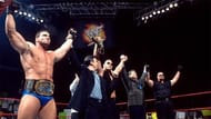 The Corporation: Ken Shamrock, Vince McMahon, the Rock, Gerald Brisco, and Pat Patterson.
