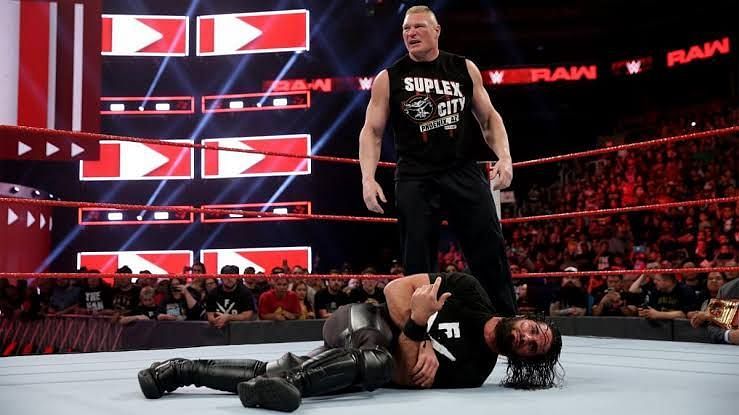 Lesnar beats down Rollins