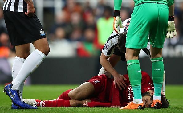 Salah had an injury scare in the Newcastle United game last season