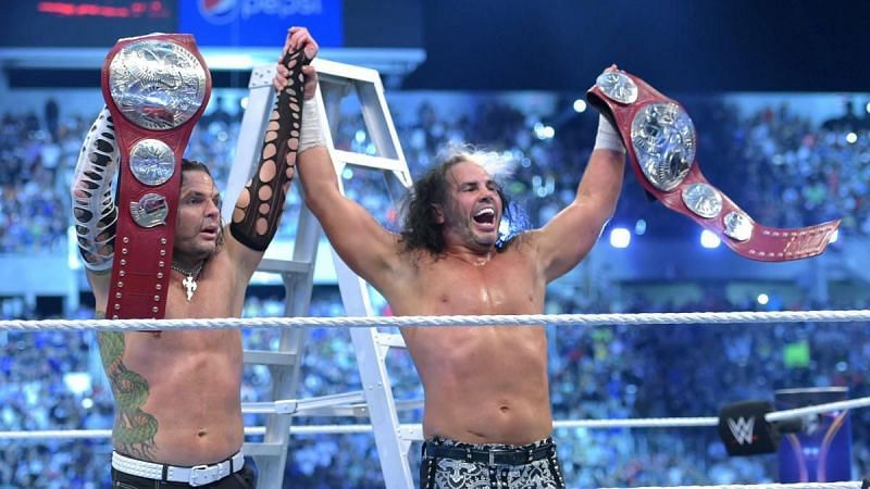 Matt and Jeff captured the RAW Tag Team titles at WrestleMania 33 in a fatal four-way ladder match.