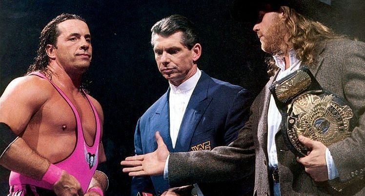 Bret refuses to shake HBK&#039;s hand. The two would carry their rivalry outside of the ring.