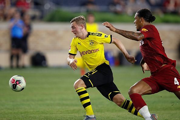 Julian Brandt scored on his Bundesliga debut for Borussia Dortmund