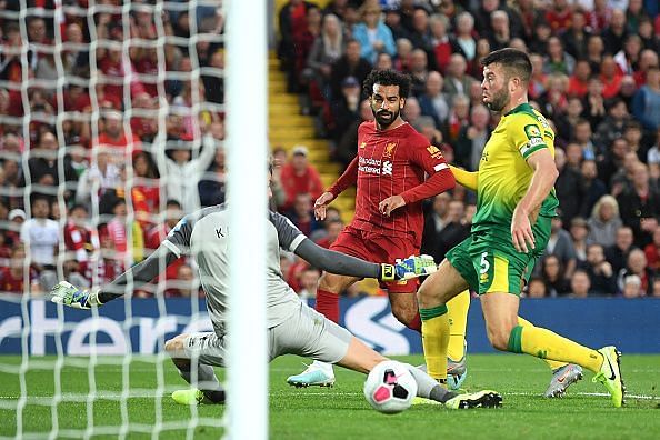 Salah scores against Norwich.