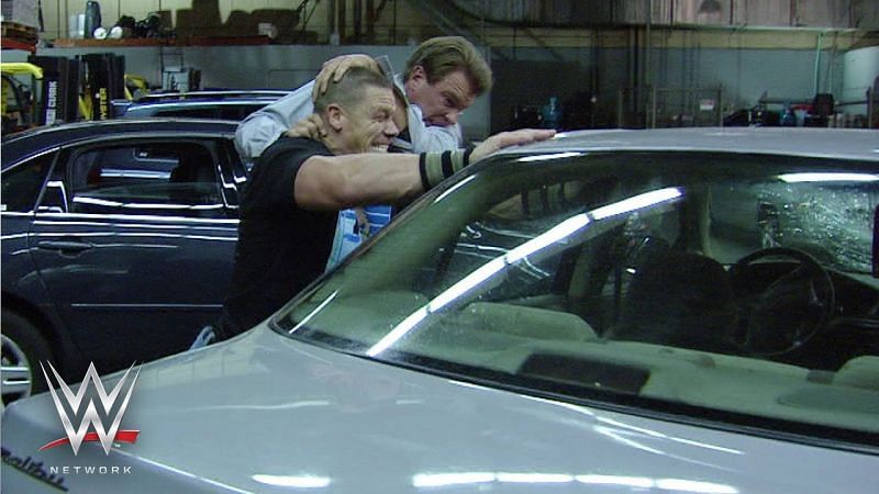 John Cena and JBL battled in a Parking Lot Brawl in 2008.
