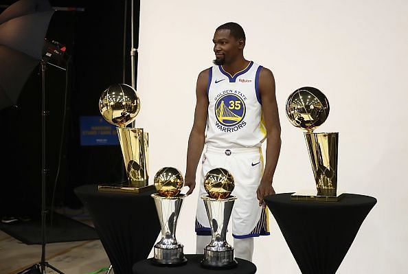 Golden State Warriors flaunts his two NBA Finals MVP accolades along with two NBA Championships